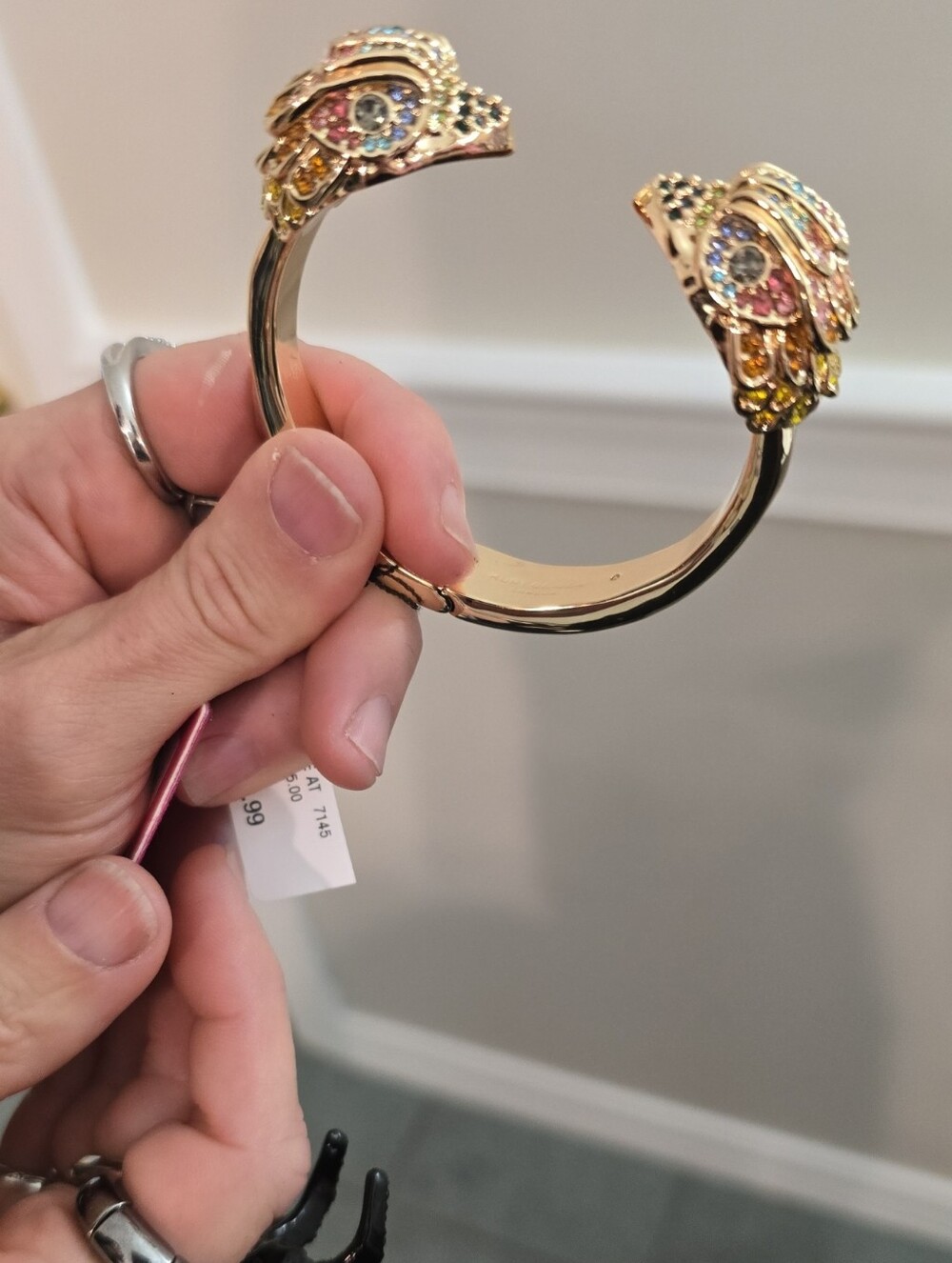 Kurt Geiger Gold-Tone Multicolor Crystal Open Cuff Bracelet